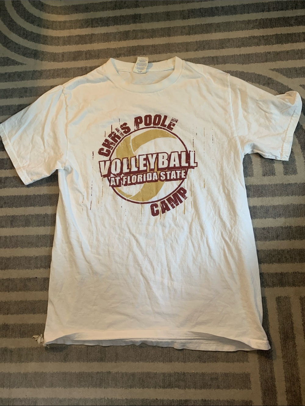 Volleyball Camp Graphic Tee - White with Garnet & Gold